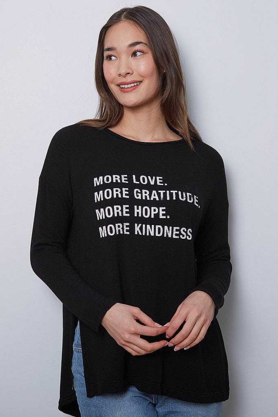 Long Sleeves good hYOUman | More Love More Hope More Gratitude - The Shauna Black Sand