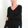 Long Sleeves good hYOUman | Relaxed V-Neck Sweater - The Carrie Black Sand