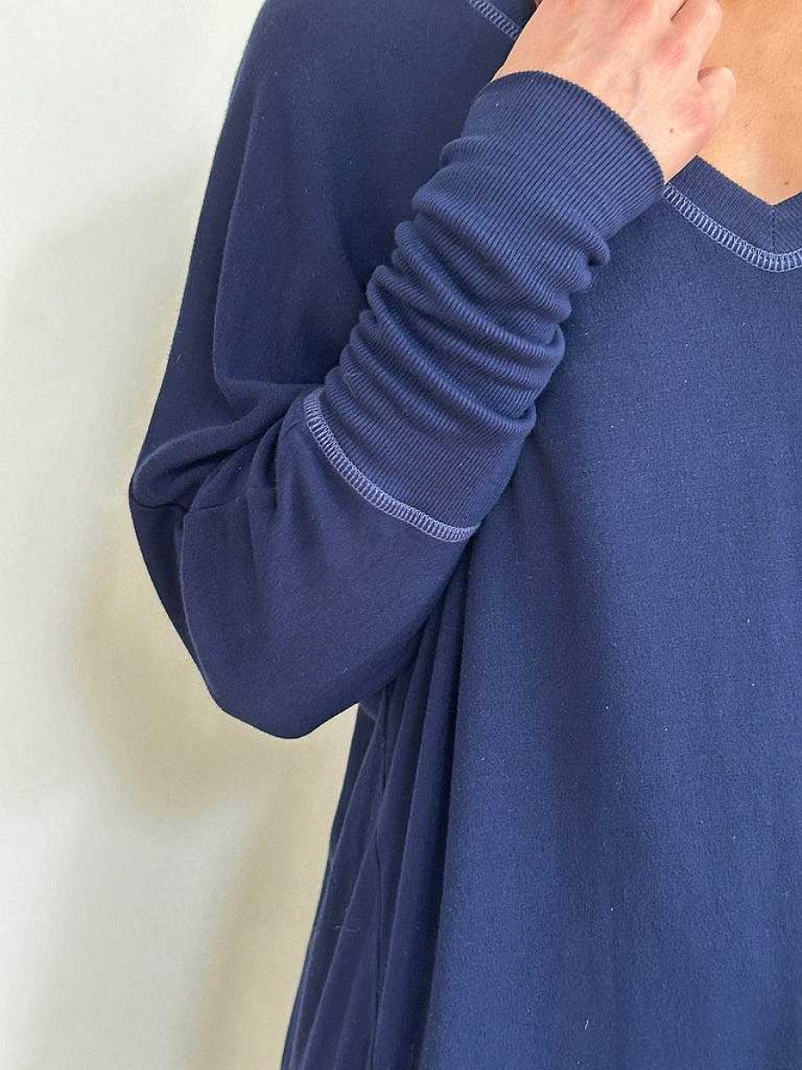 Long Sleeves good hYOUman | Relaxed V-Neck Sweater - The Carrie - Now In ! Blueberry