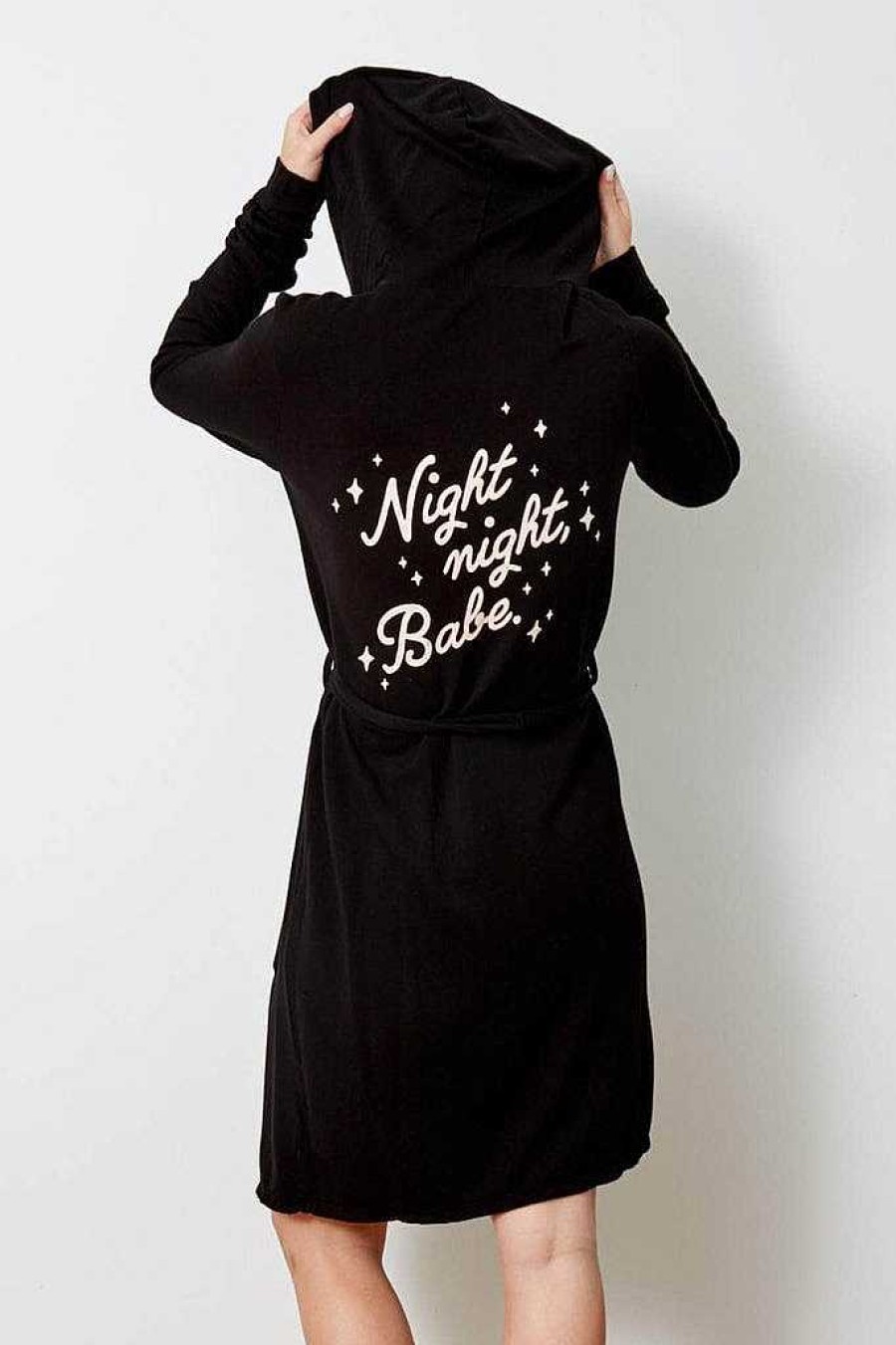 Long Sleeves good hYOUman | Night Night Babe - The Jenny Robe Black Sand