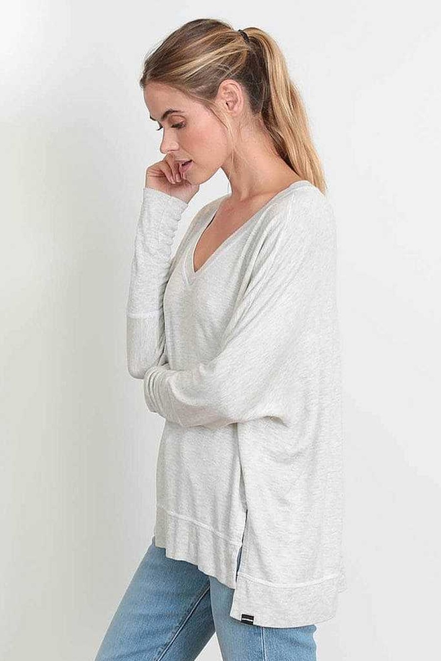 Long Sleeves good hYOUman | Relaxed V-Neck Sweater - The Carrie Natural