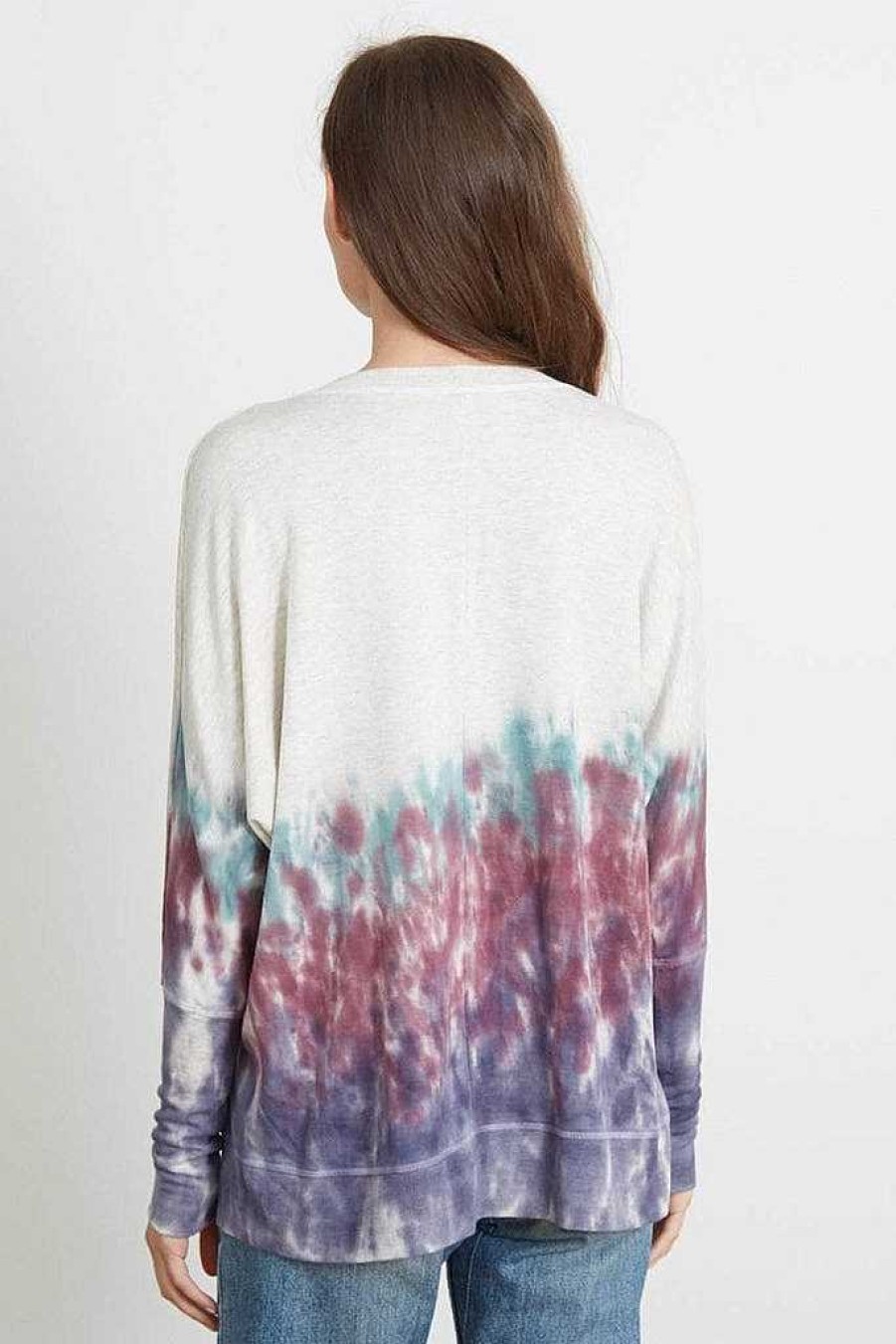 The Carrie good hYOUman | Tie-Dye Relaxed V-Neck Sweater - The Carrie Plum Bamboo