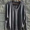 Long Sleeves good hYOUman | Relaxed V-Neck Sweater - The Carrie Perfect Charcoal