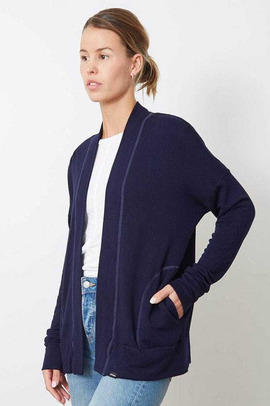 Cardigans good hYOUman | The Juliette Essential Cardigan Blueberry