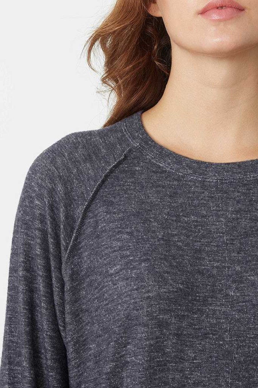 Long Sleeves good hYOUman | The Perfect Basic - The Vita In Plated Jersey Deep Navy