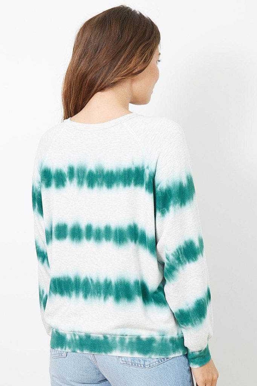 Long Sleeves good hYOUman | The Emerson Crewneck Evergreen Tie Dye