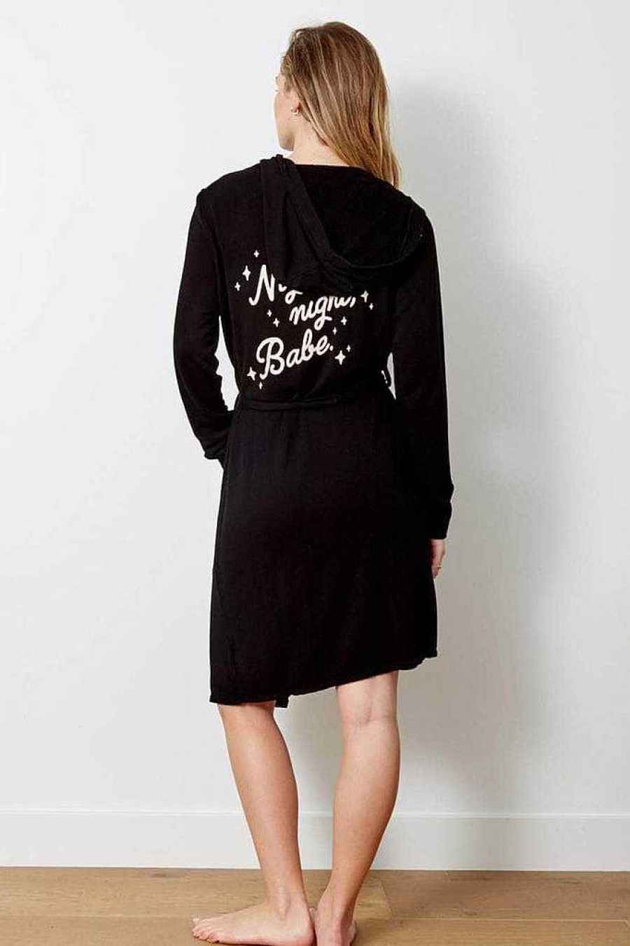 Long Sleeves good hYOUman | Night Night Babe - The Jenny Robe Black Sand