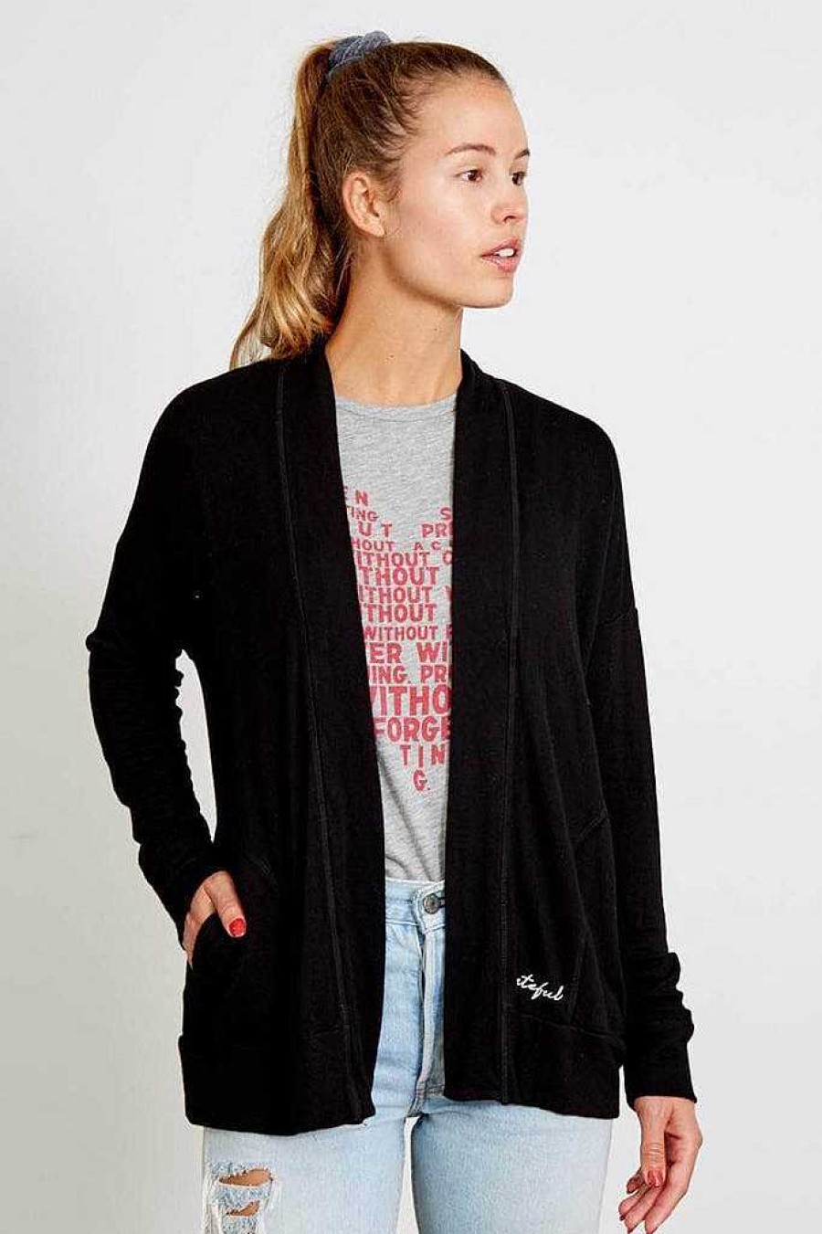 Cardigans good hYOUman | Grateful - The Juliette Cardigan Black Sand