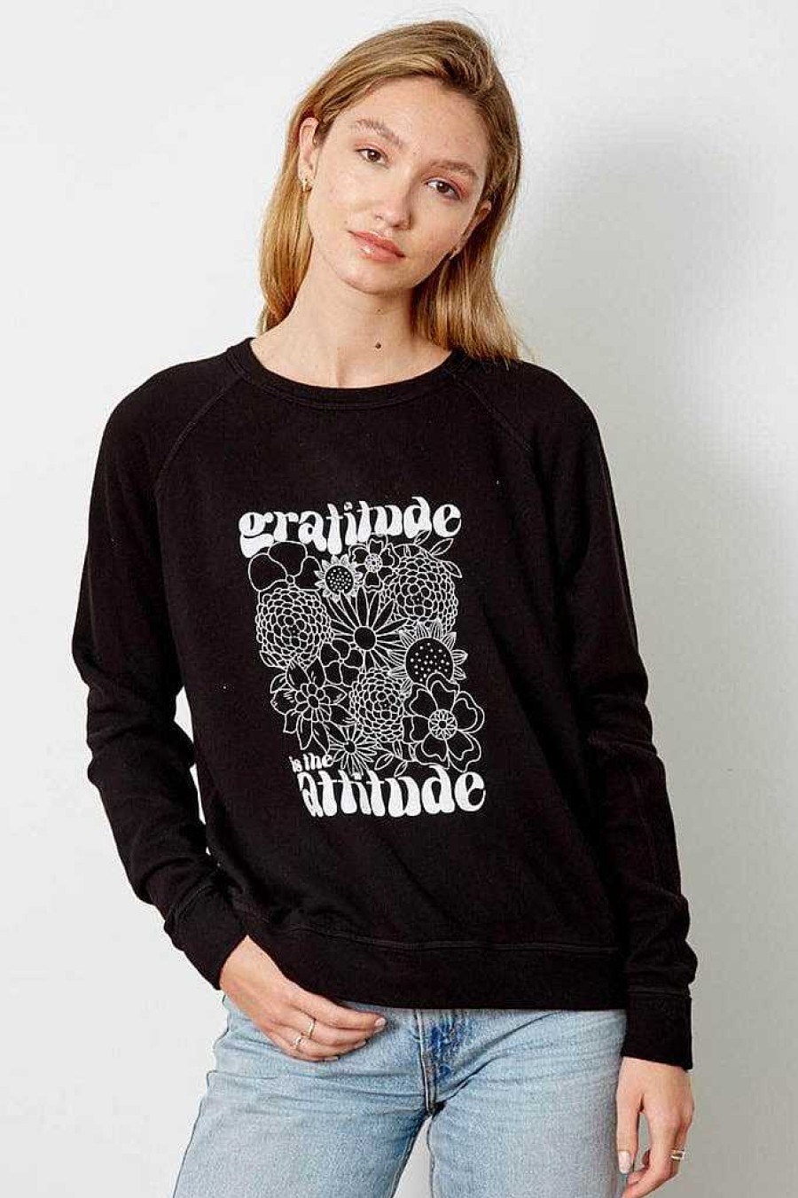 Long Sleeves good hYOUman | Gratitude Flower - The Smith Black Sand