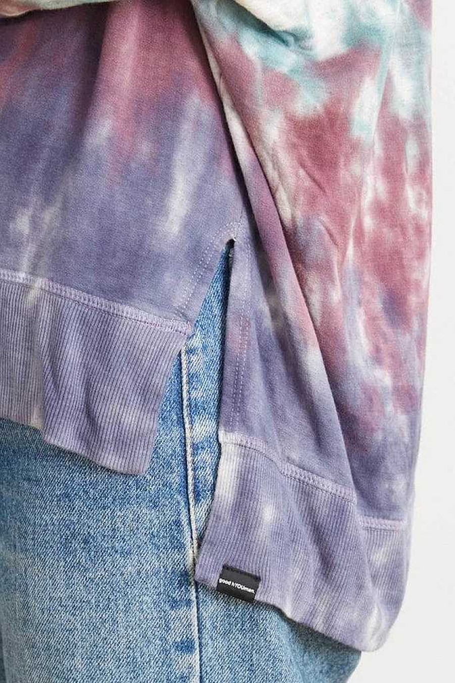 Long Sleeves good hYOUman | Tie-Dye Relaxed V-Neck Sweater - The Carrie Plum Bamboo