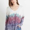 Long Sleeves good hYOUman | Tie-Dye Relaxed V-Neck Sweater - The Carrie Plum Bamboo